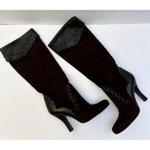 J Vincent Brown Suede Leather Knee High Boots Devin Tall Heeled Size 6.5 Riding